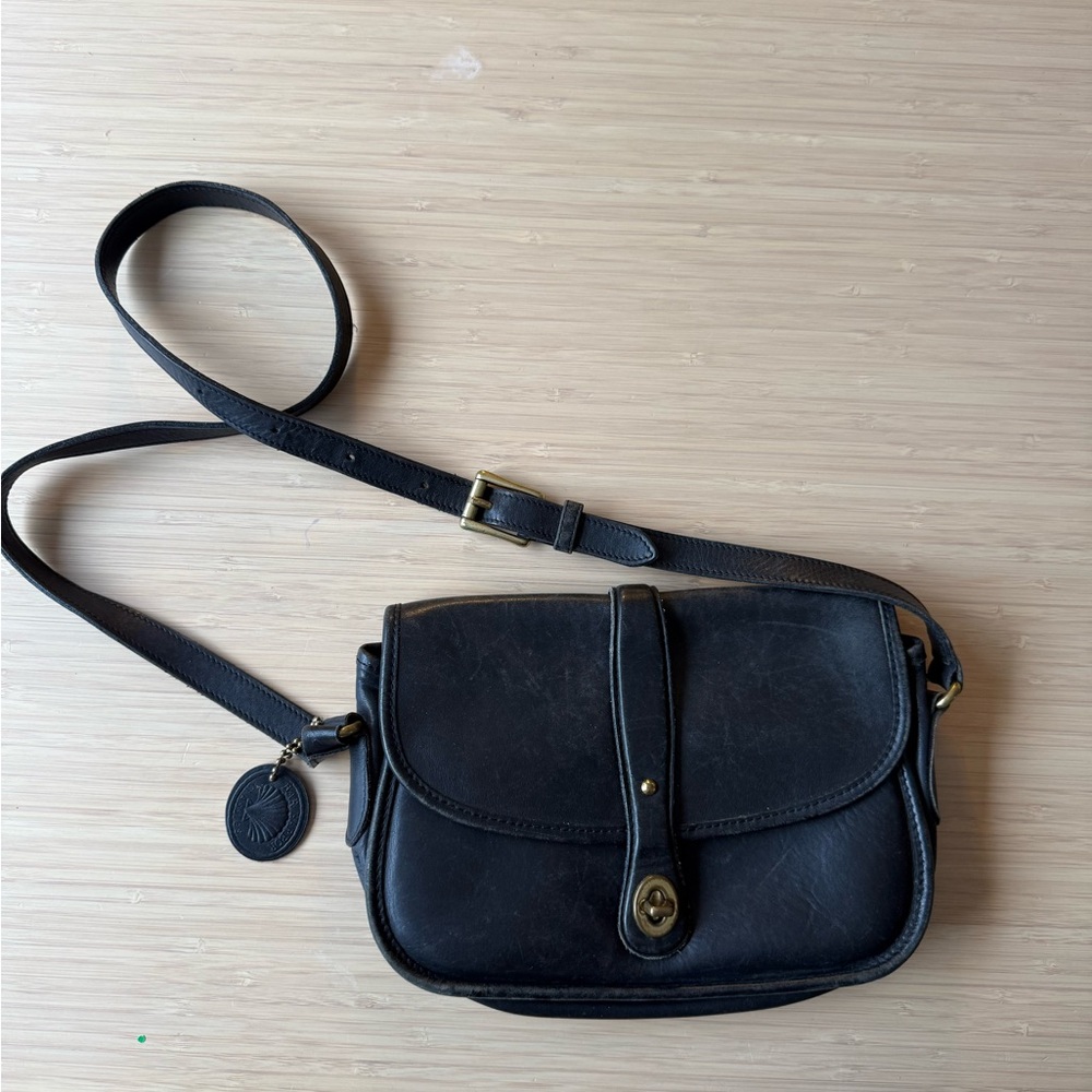 Black Leather vintage Crossbody Bag